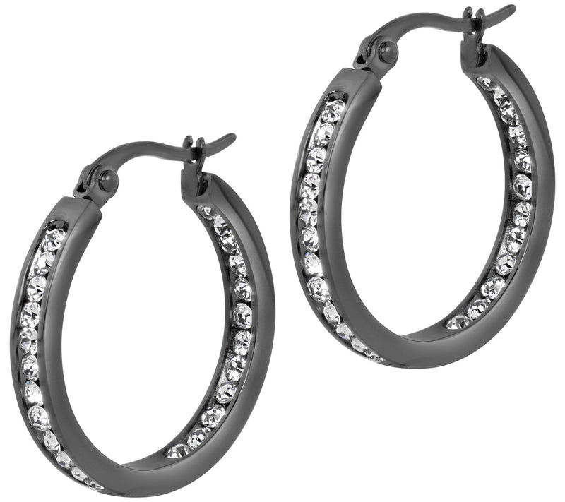 Steel by Design 1" Inside Out Hoop Earrings — View 5