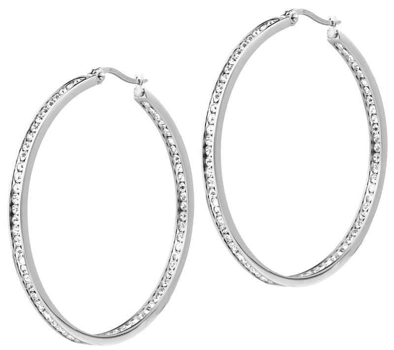 Steel by Design 2" Inside Out Hoop Earrings — View 3