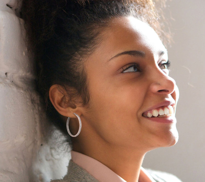 Steel by Design 1-1/2" Inside Out Hoop Earrings — View 11