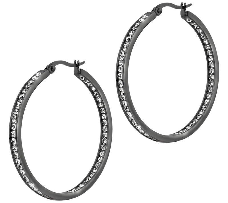 Steel by Design 1-1/2" Inside Out Hoop Earrings — View 9