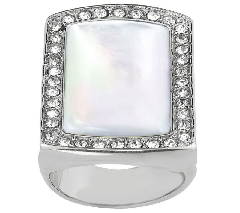 Steel by Design Mother-of-Pearl & Crystal Ring — Main view