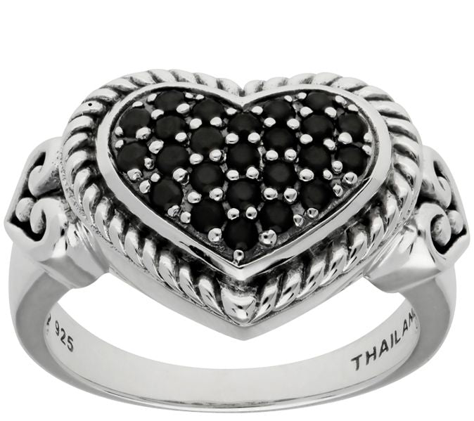 Elyse Ryan Sterling Silver Black Spinel Heart Ring — Main view