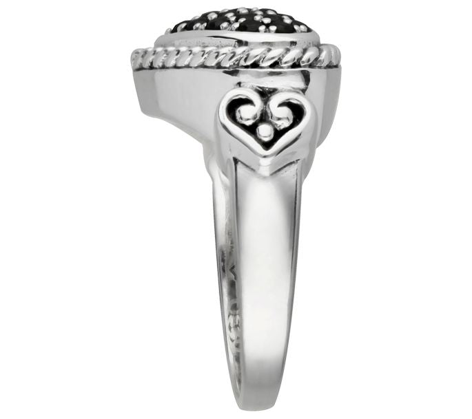 Elyse Ryan Sterling Silver Black Spinel Heart Ring — View 3