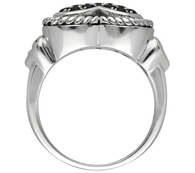 Elyse Ryan Sterling Silver Black Spinel Heart Ring — View 2