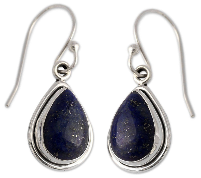Novica Artisan Crafted Sterling Lapis Dangle Earrings — Main view