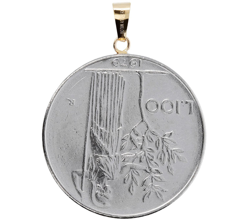 My Lira 100 Lire Coin Pendant, 14K Gold — View 2