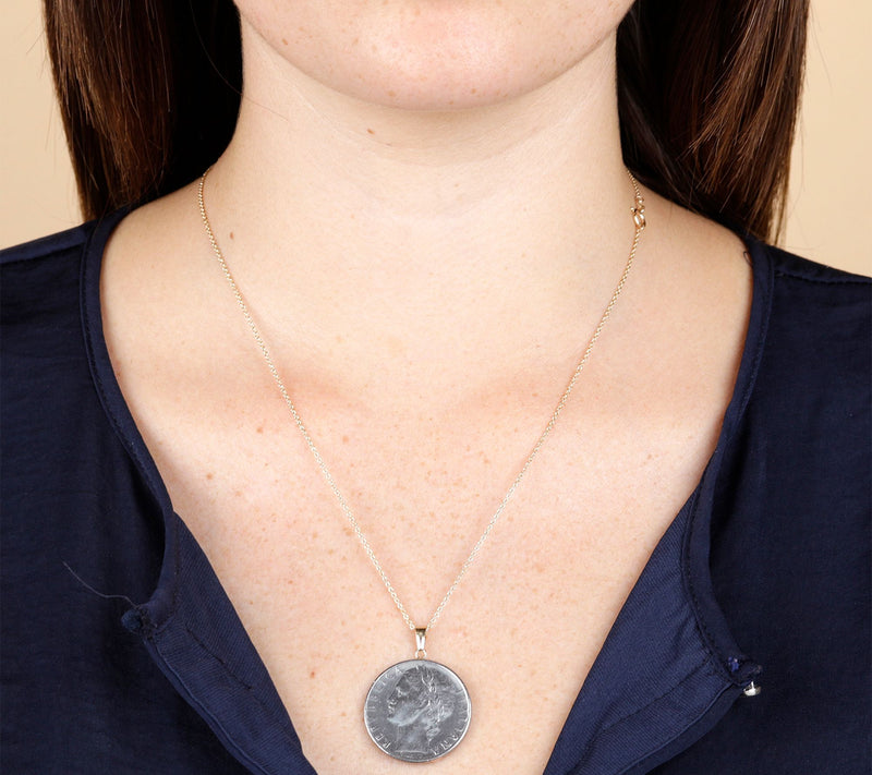 My Lira 100 Lire Coin Pendant, 14K Gold — View 3