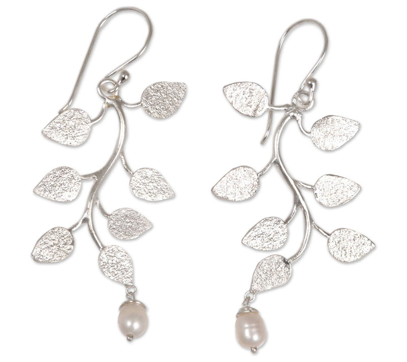 Novica Artisan Crafted Sterling Cultured PearlEarrings — Main view