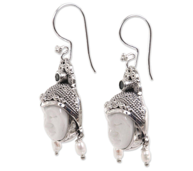 Novica Artisan Crafted Cultured Pearl Peridot Dangle Earrings — View 3