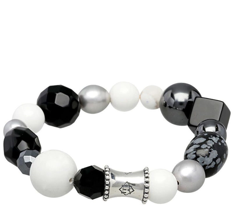 Elyse Ryan Sterling Black Gemstone "Wrist Rocks " Bracelet — View 2