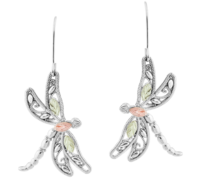 Black Hills Gold Dragonfly Earrings Sterling/12 K — Main view