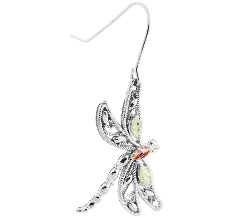 Black Hills Gold Dragonfly Earrings Sterling/12 K — View 2