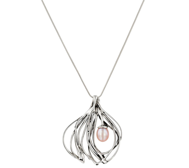 Hagit Sterling Cultured Pearl Pendant w/ Chain — View 3