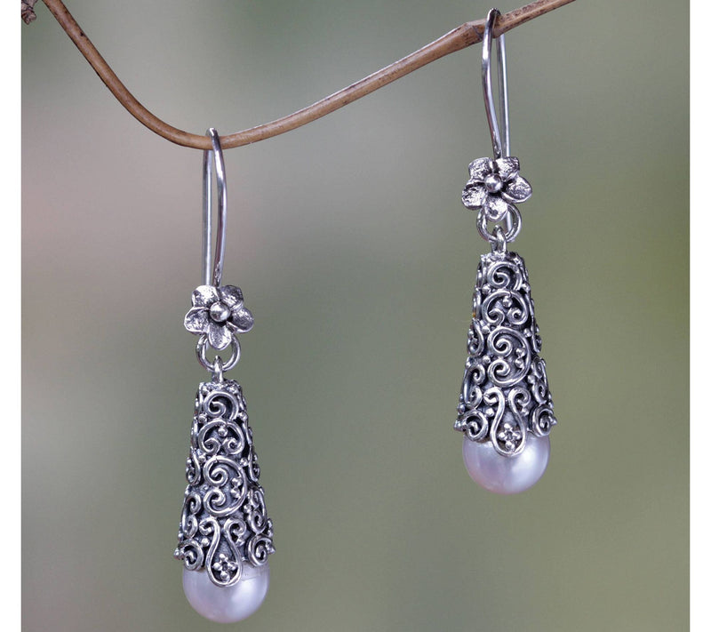 Novica Artisan Crafted Cultured Pearl Dangle Earrings — View 2