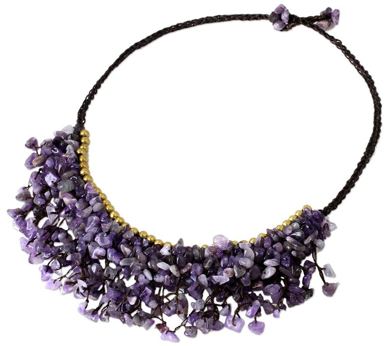 Novica Artisan Crafted Beaded Amethyst Necklace — View 2