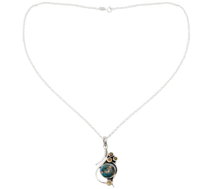 Novica Artisan Crafted Turquoise and Citrine Pendant w/ Chain