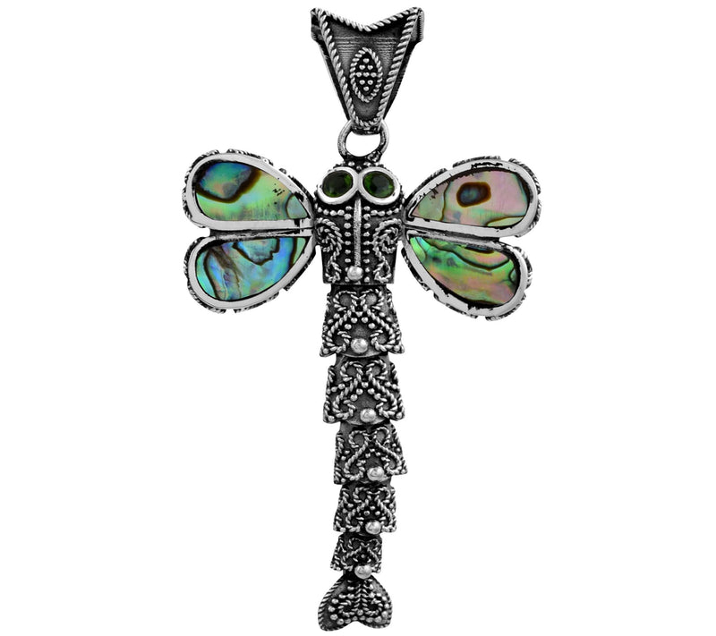 Artisan Crafted Abalone Dragonfly Pendant — Main view