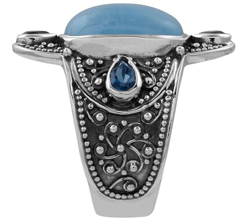 Artisan Crafted Sterling Milky Aqua and Londonue Topaz Ring — View 3