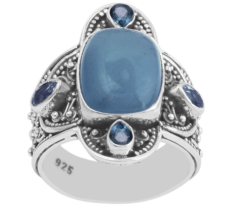 Artisan Crafted Sterling Milky Aqua and Londonue Topaz Ring — Main view