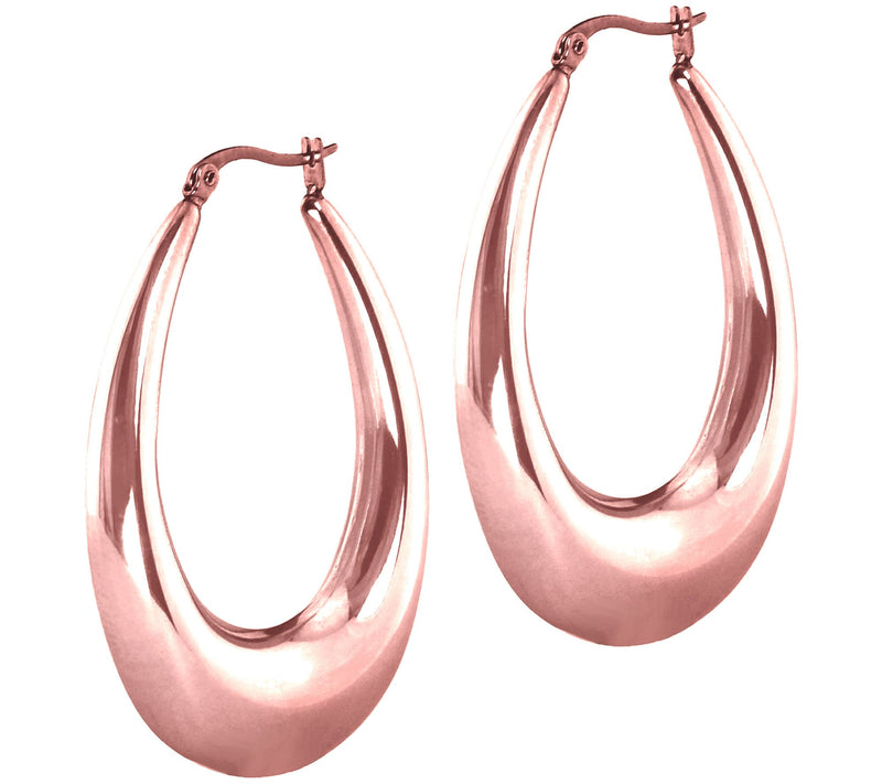 Steel by Design 2" Rosetone Oval Hoop Earrings — Main view