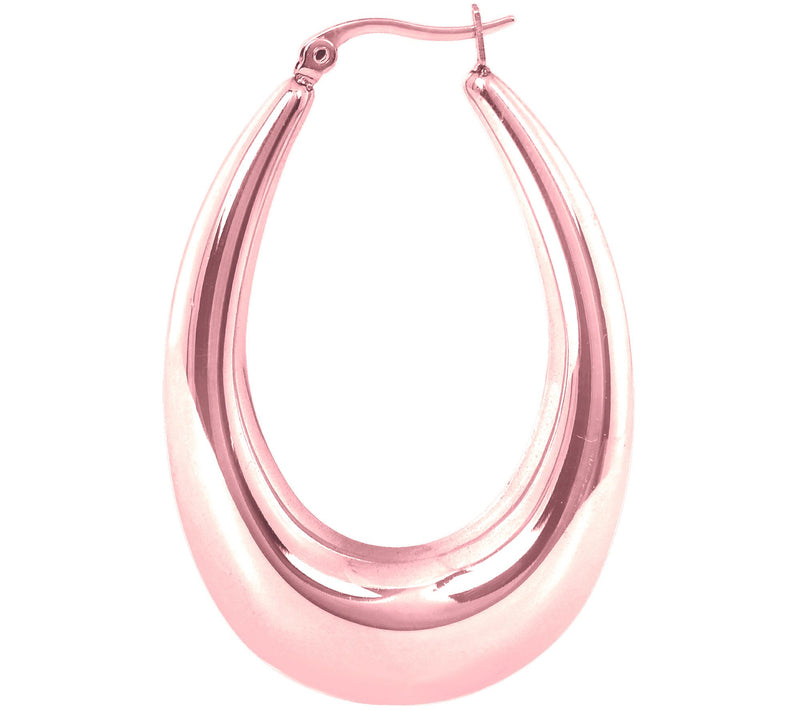 Steel by Design 2" Rosetone Oval Hoop Earrings — View 2