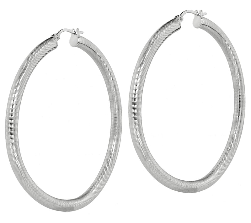 Steel By Design 2-1/4" Ridged Scrolled Hoop Earrings — Main view