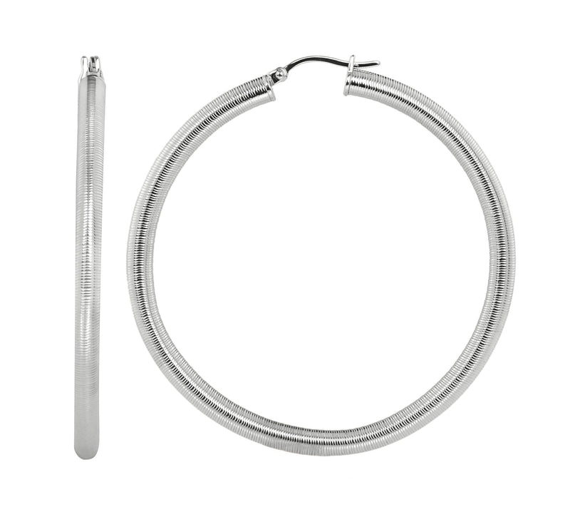 Steel By Design 2-1/4" Ridged Scrolled Hoop Earrings — View 2