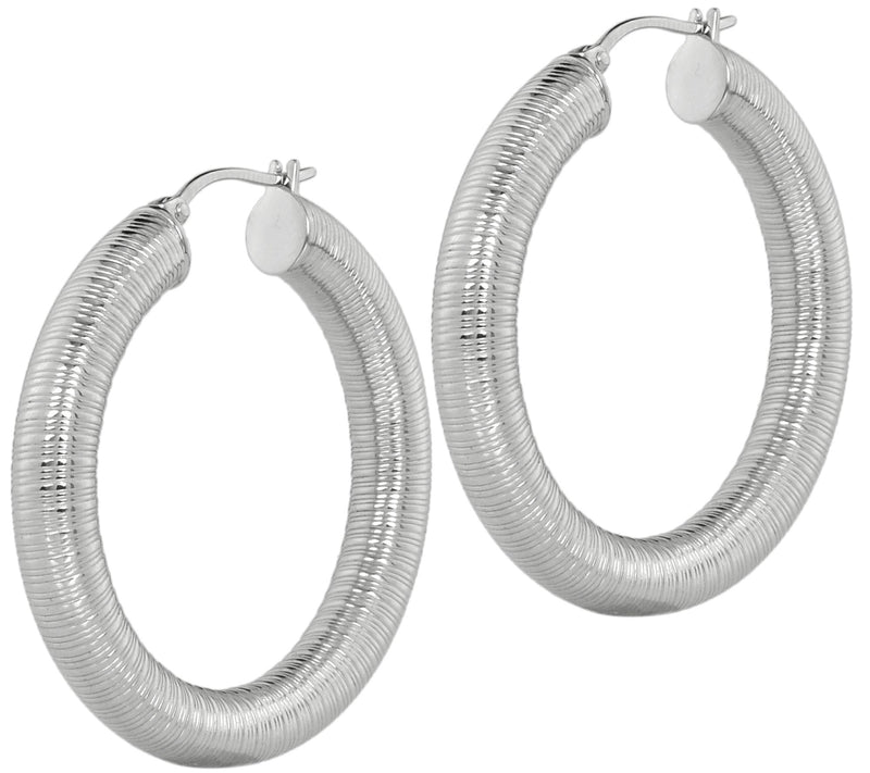 Steel By Design 1-1/2" Ridged Hoop Earrings — Main view