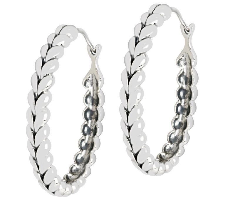 Tiffany Kay Stu dio Sterling He rringbone Oval Ho op Earrings — Main view