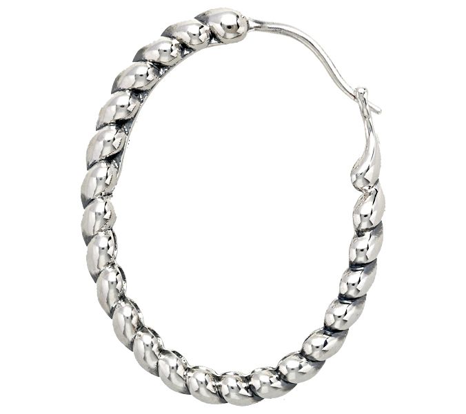 Tiffany Kay Stu dio Sterling He rringbone Oval Ho op Earrings — View 3