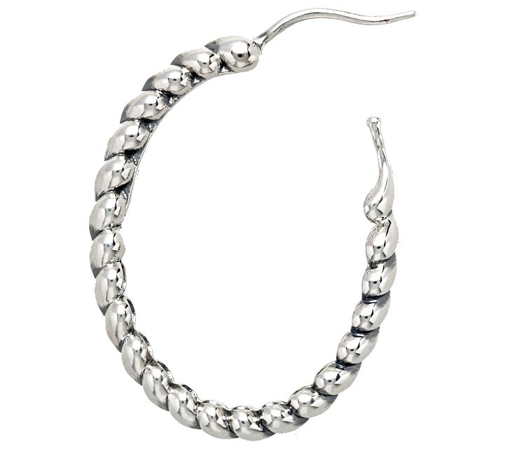 Tiffany Kay Stu dio Sterling He rringbone Oval Ho op Earrings — View 2