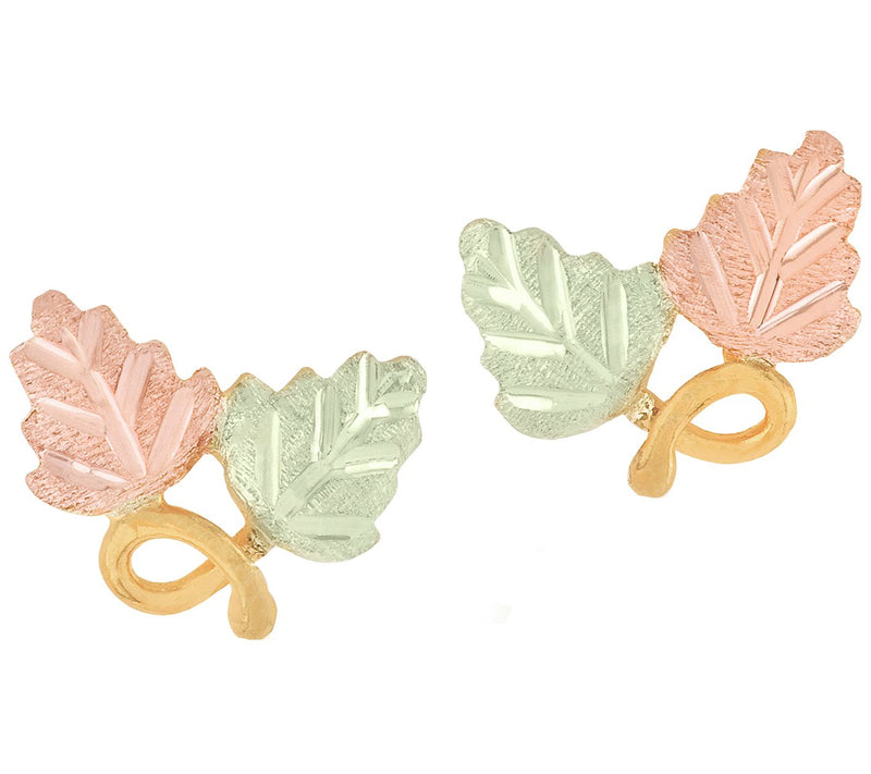 Black Hills Gold Double Leaf Earrings, 10K/12K — Main view