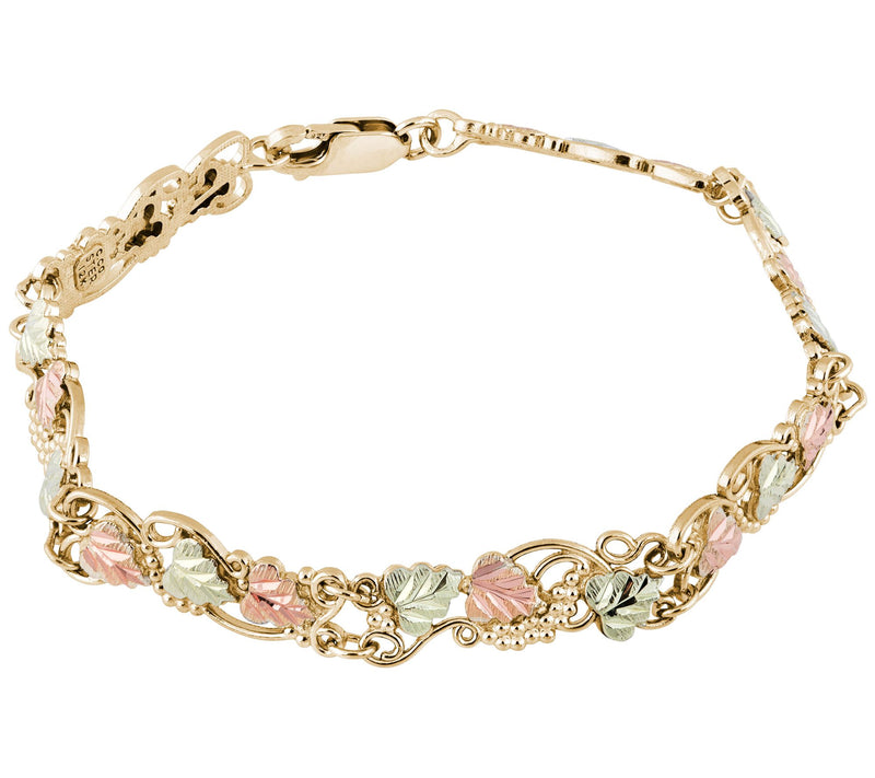 Black Hills Gold Leaf and Grape Design Bracelet , 10K/12K Gold — Main view
