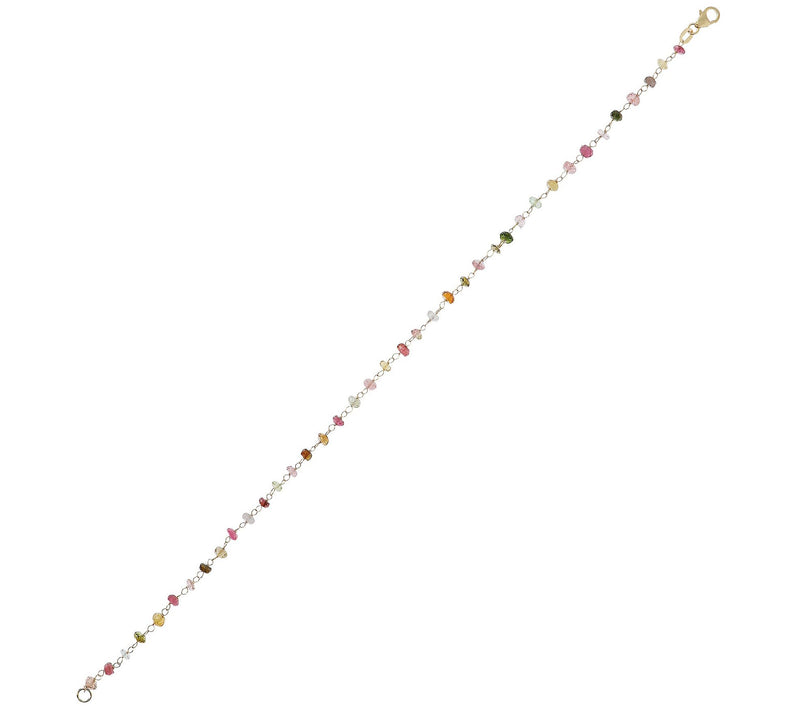 Italian Gold Mu lti-Color Tourm aline 9" Anklet , 14K Gold — View 2