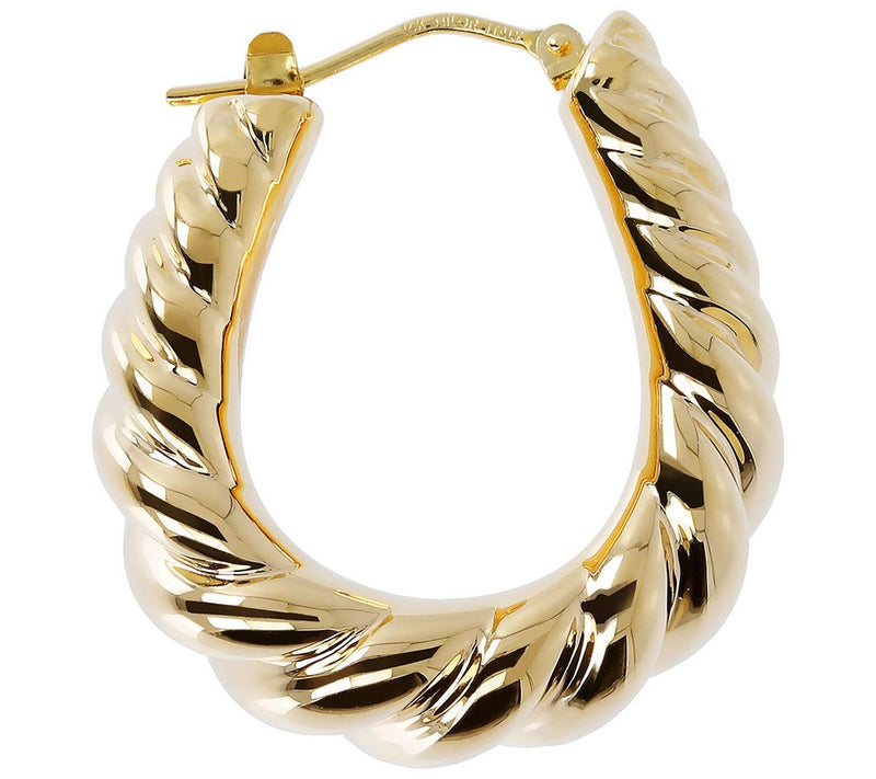 BellaOro 1" Rib Oval Hoop Earrings, 14K Gold Over Resin — View 2