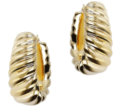BellaOro 1" Rib Oval Hoop Earrings, 14K Gold Over Resin