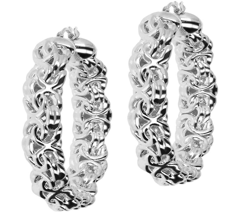 BellaOro Byzantine 1.5" Round Hoop Earrings, 1 4K — View 5
