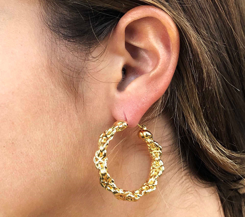 BellaOro Byzantine 1.5" Round Hoop Earrings, 1 4K — View 9