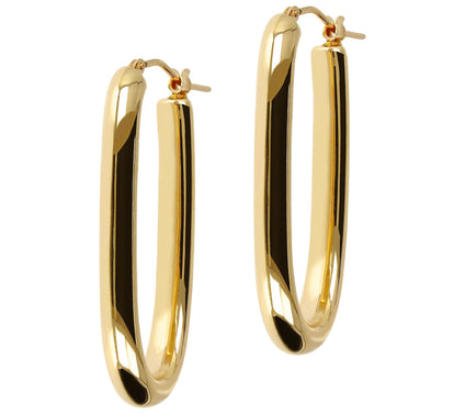 BellaOro Elongated Oval Hoop Earrings 14K Gold Over Resin
