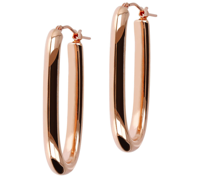 BellaOro Elongated Oval Hoop Earrings 14K Gold Over Resin — View 5