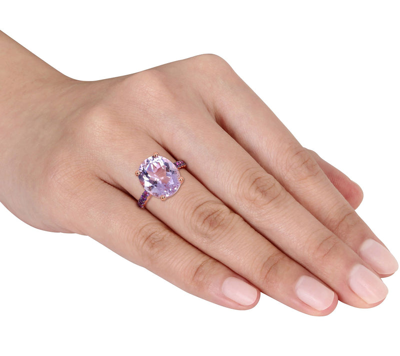 Sterling 7.90 cttw Amethyst and Rose de FranceCocktail Ring — View 3