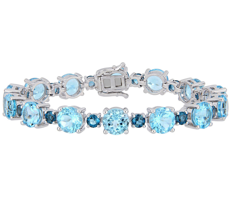 Sterling 37.10 cttw Sky Blue Topaz Tennis Bracelet — Main view