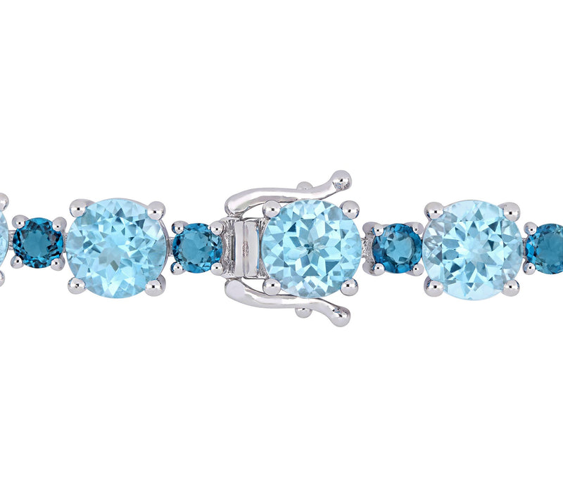 Sterling 37.10 cttw Sky Blue Topaz Tennis Bracelet — View 2