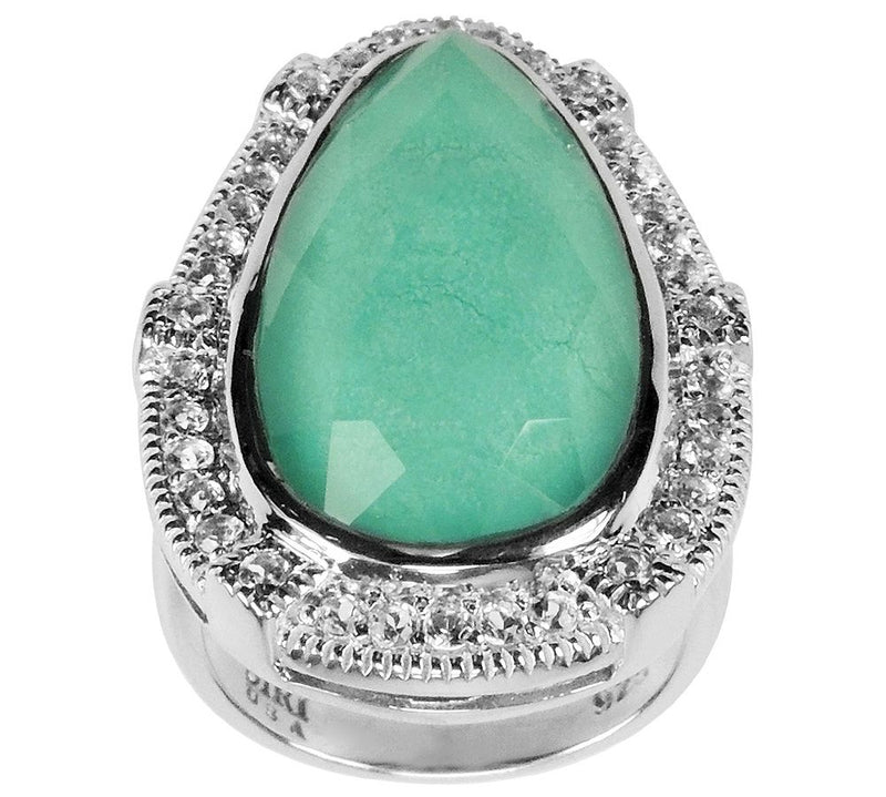 Sterling Silver Crystal Chrysoprase Doublet & White Topaz Rin — Main view