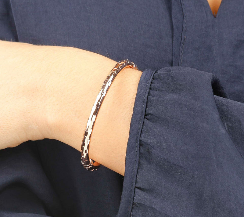 Bronzo Italia Diamond-Cut Oval Bangle — View 9