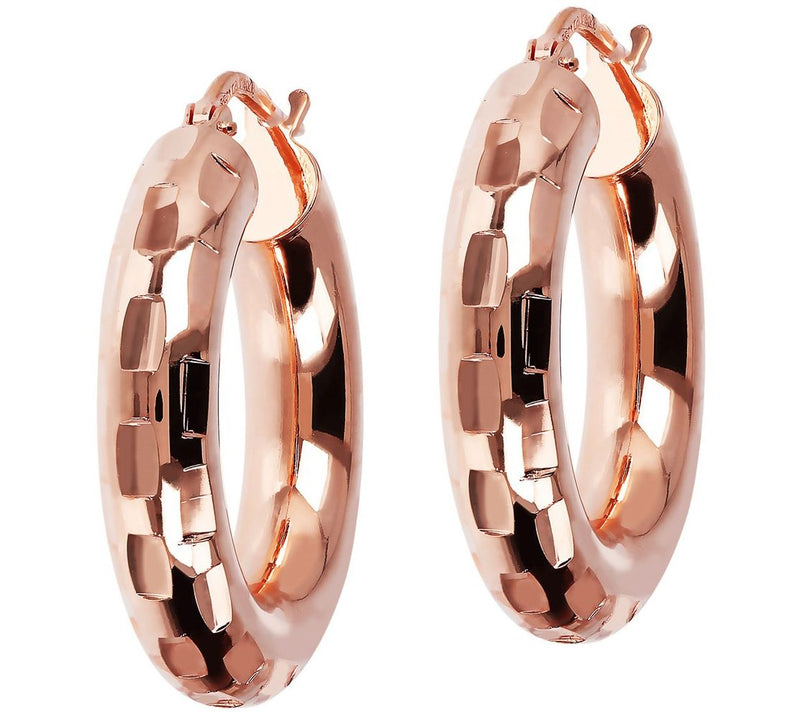 Bronzo Italia 1" Round Diamond Cut Hoop Earrings — View 7