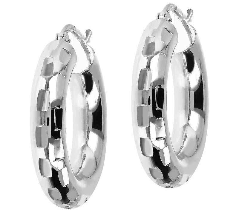 Bronzo Italia 1" Round Diamond Cut Hoop Earrings — View 9