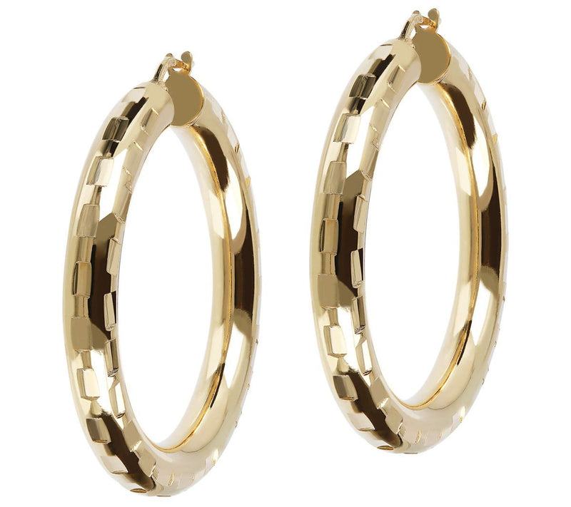 Bronzo Italia 1-1/2" Round Diamond Cut Hoop Earrings — Main view