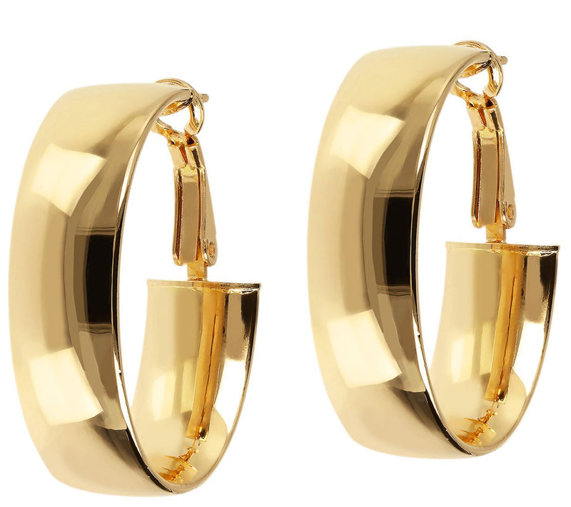 Bronzo Italia 1-1/4" Bold Oval Hoop Omega Bac kEarrings — View 7