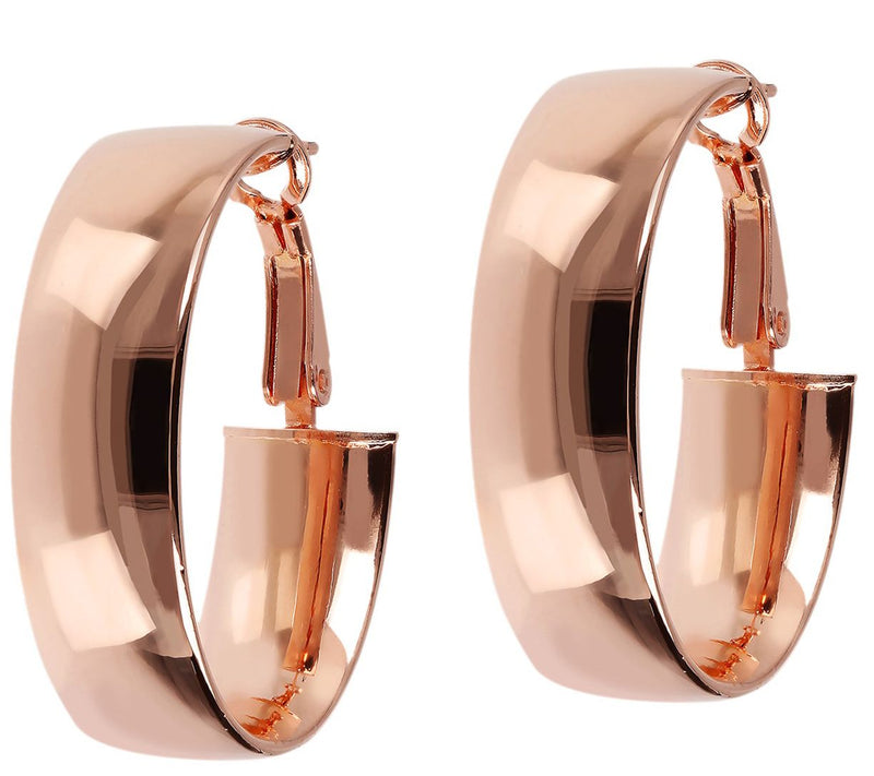 Bronzo Italia 1-1/4" Bold Oval Hoop Omega Bac kEarrings — Main view